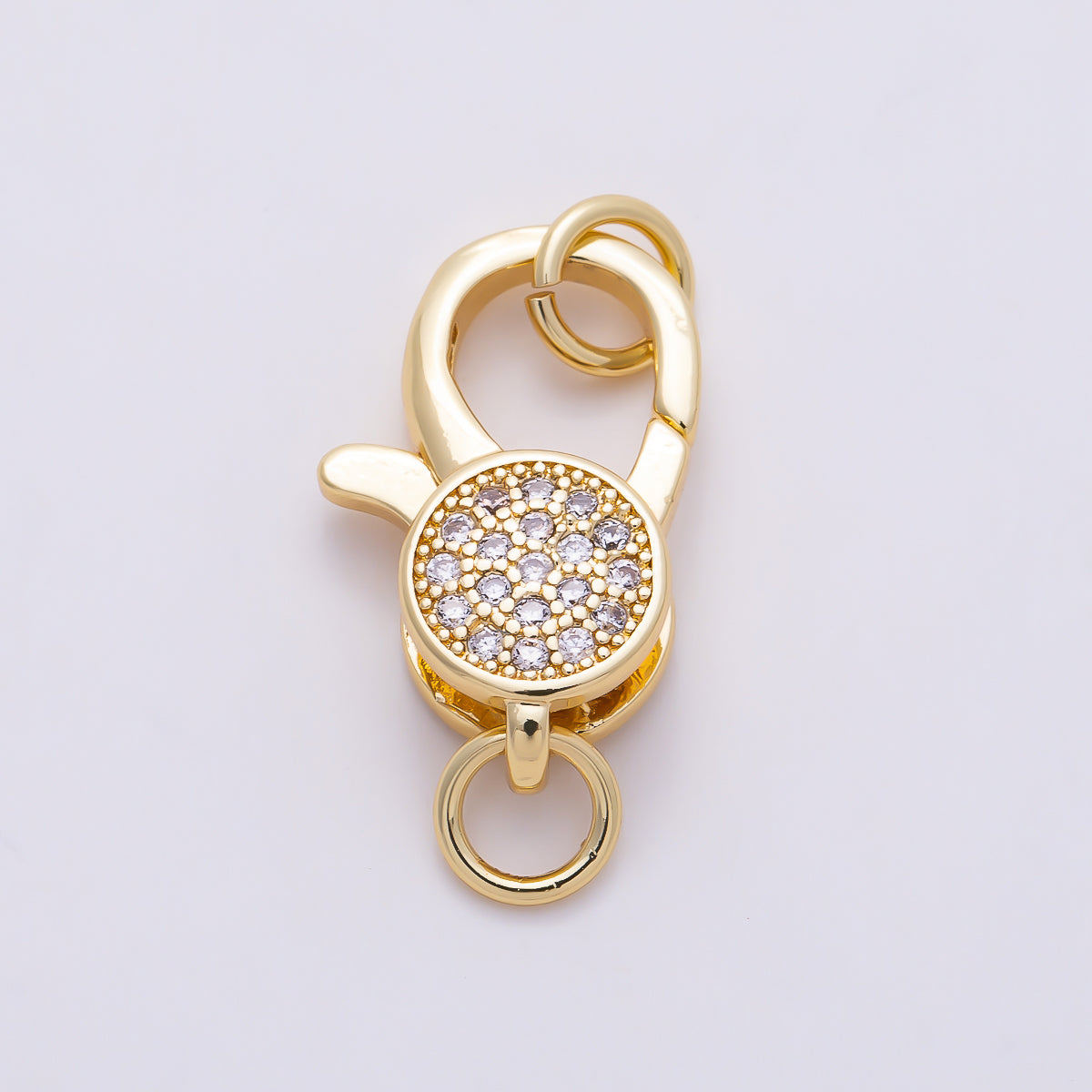 16K Gold Filled 17mm Colorful Micro Paved CZ Round Disk Swivel Lobster Clasp | Findings-00542 - Findings-00547
