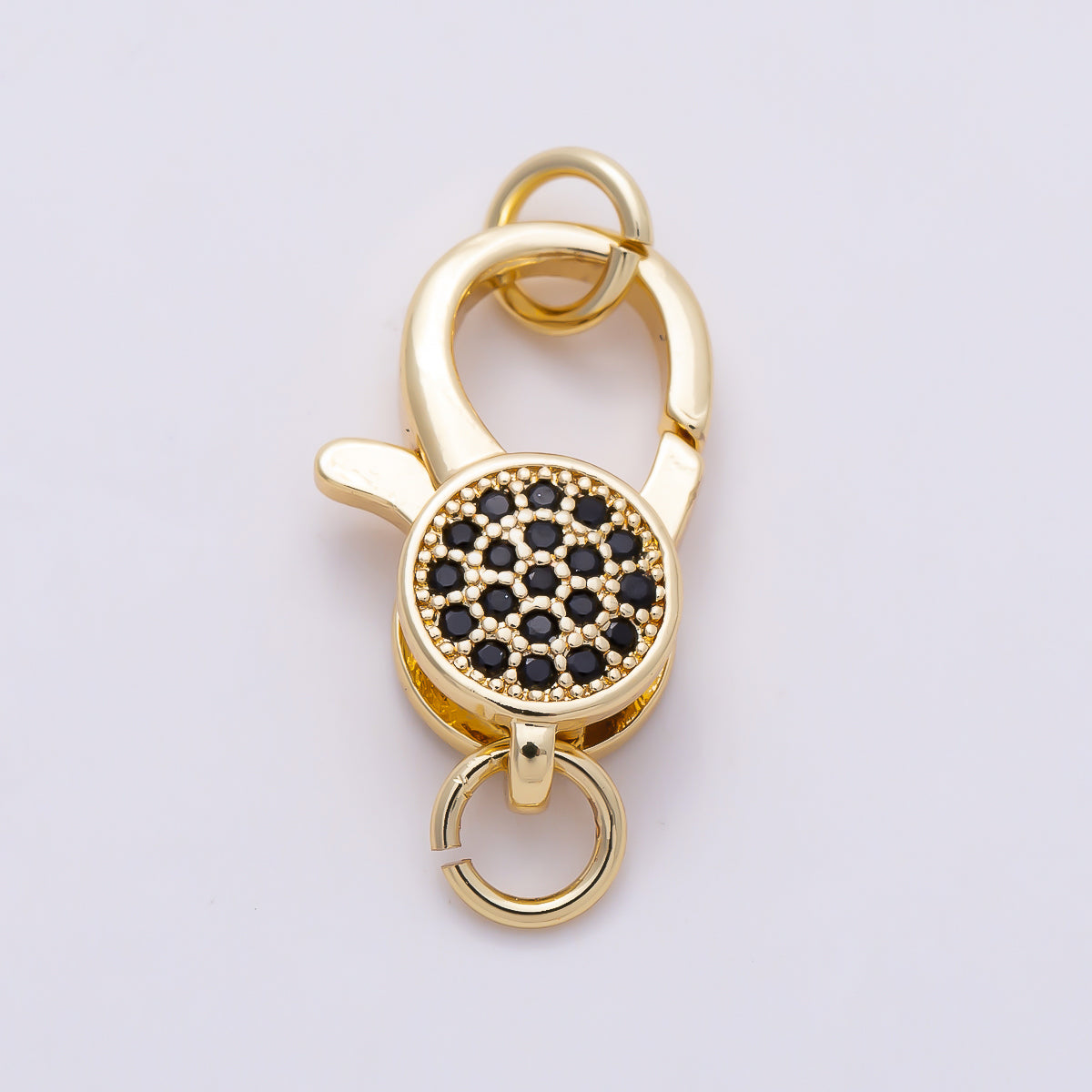 16K Gold Filled 17mm Colorful Micro Paved CZ Round Disk Swivel Lobster Clasp | Findings-00542 - Findings-00547
