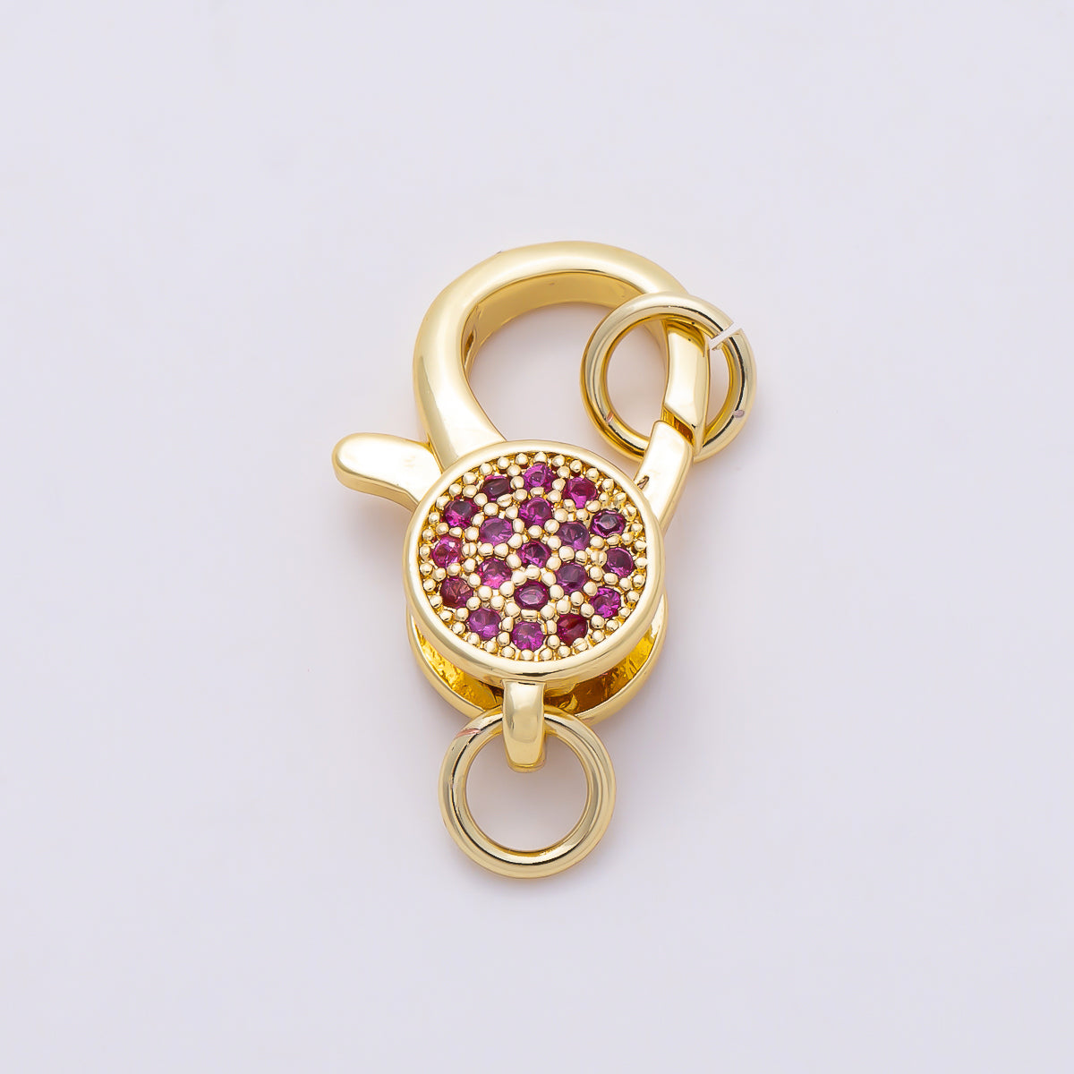 16K Gold Filled 17mm Colorful Micro Paved CZ Round Disk Swivel Lobster Clasp | Findings-00542 - Findings-00547