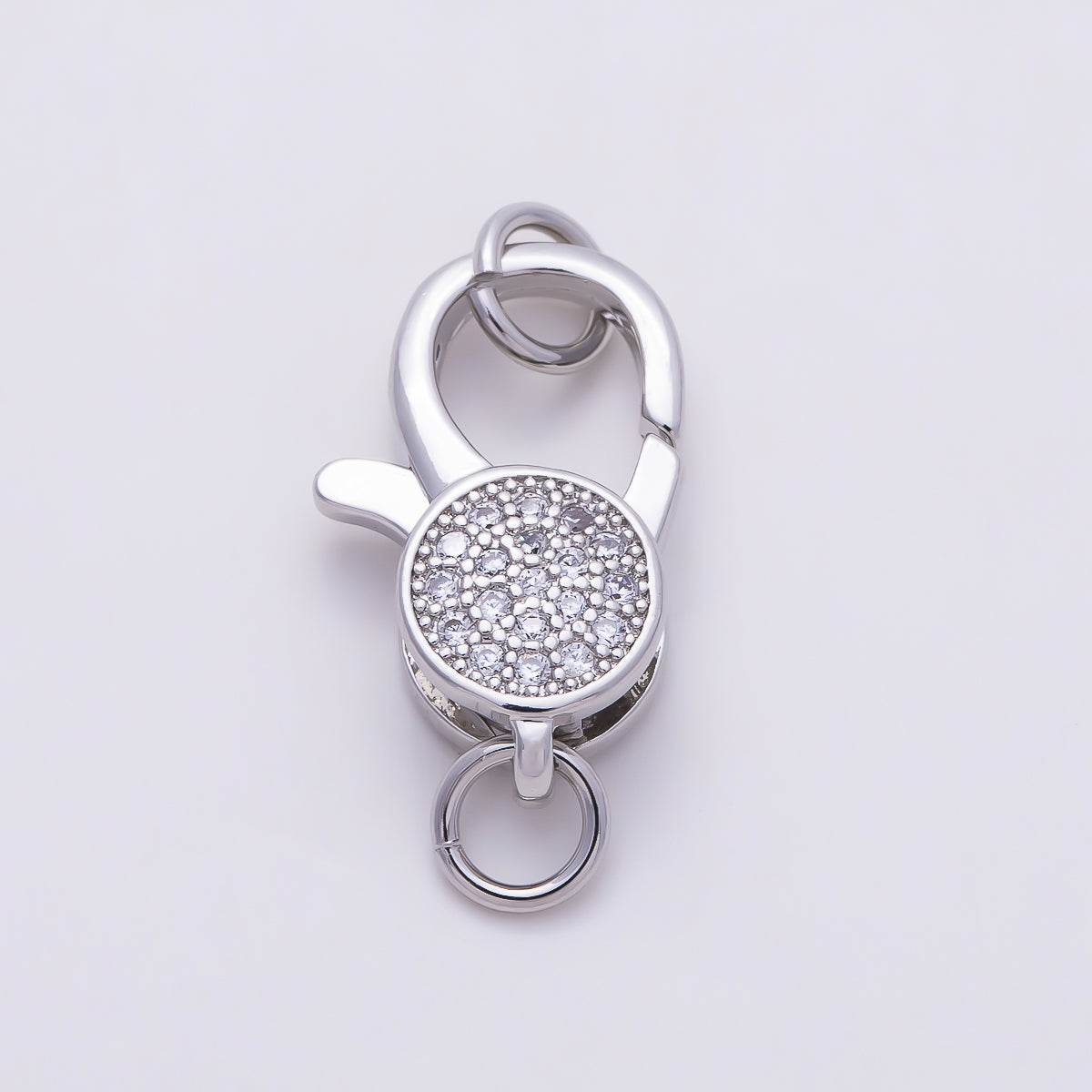 16K Gold Filled 17mm Colorful Micro Paved CZ Round Disk Swivel Lobster Clasp | Findings-00542 - Findings-00547