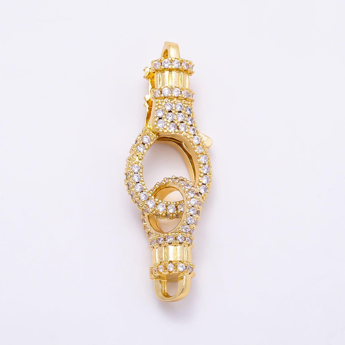 16K Gold Filled 25mm Colorful Micro Paved CZ Spring Lock Push Gate Clasp | Findings-00559 - Findings-00565