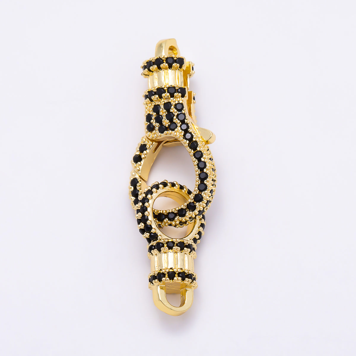 16K Gold Filled 25mm Colorful Micro Paved CZ Spring Lock Push Gate Clasp | Findings-00559 - Findings-00565