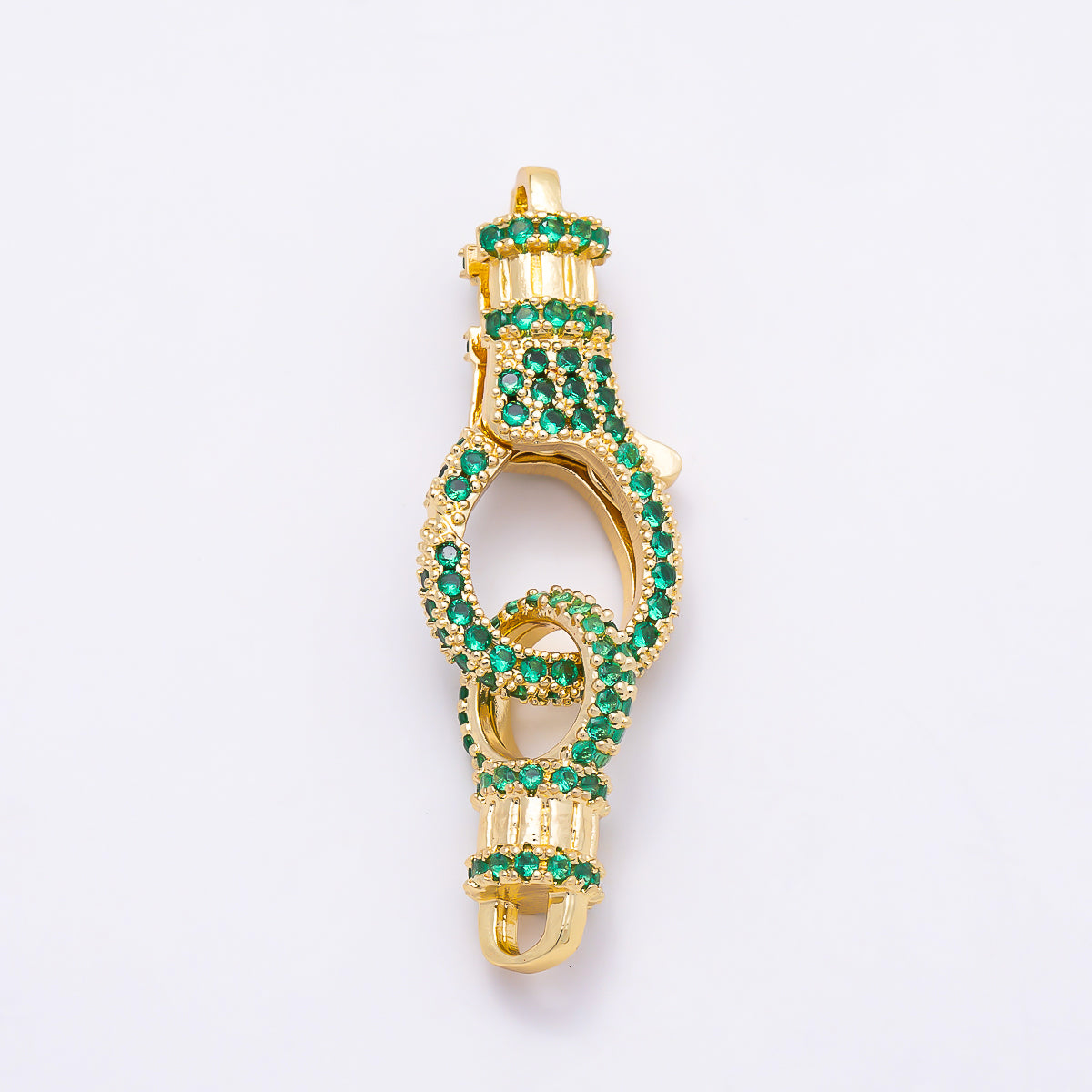 16K Gold Filled 25mm Colorful Micro Paved CZ Spring Lock Push Gate Clasp | Findings-00559 - Findings-00565