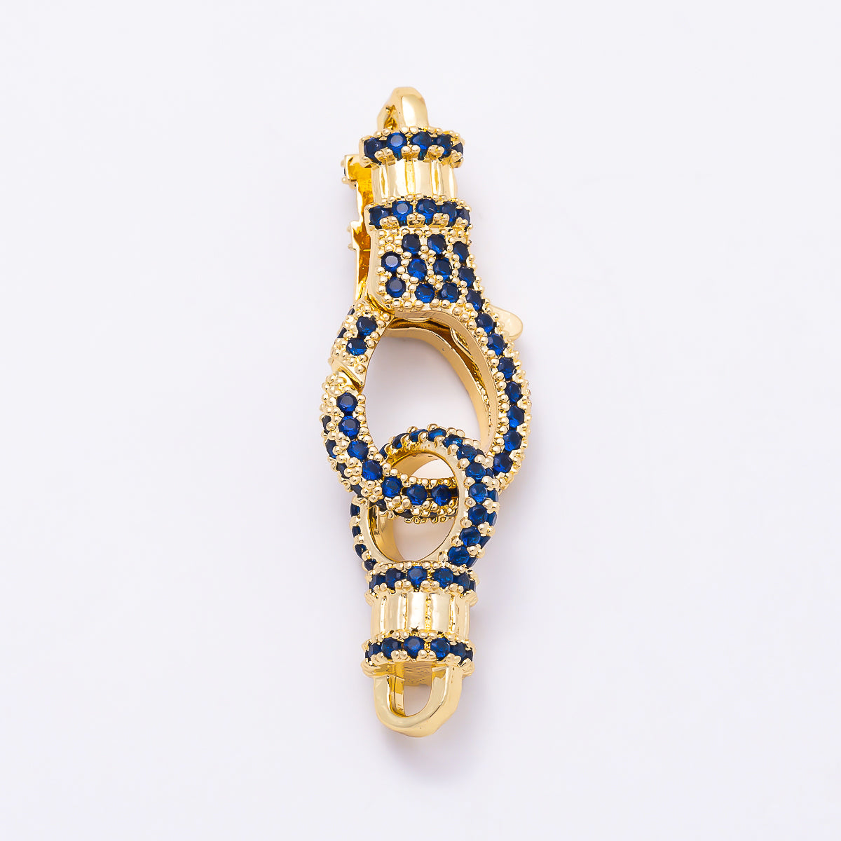 16K Gold Filled 25mm Colorful Micro Paved CZ Spring Lock Push Gate Clasp | Findings-00559 - Findings-00565