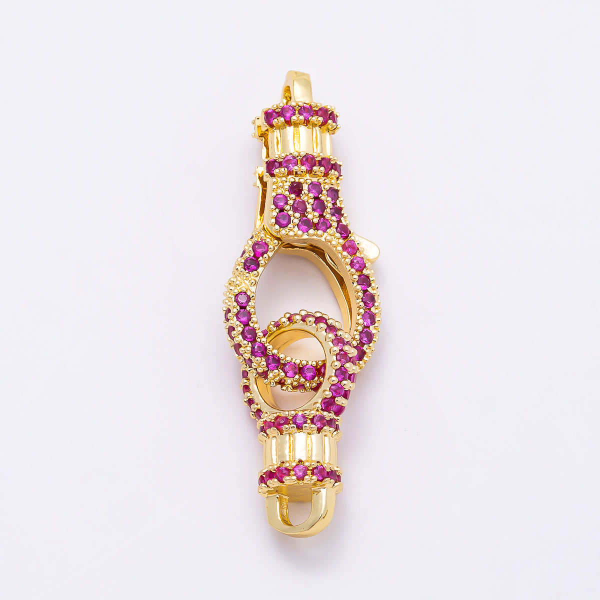 16K Gold Filled 25mm Colorful Micro Paved CZ Spring Lock Push Gate Clasp | Findings-00559 - Findings-00565
