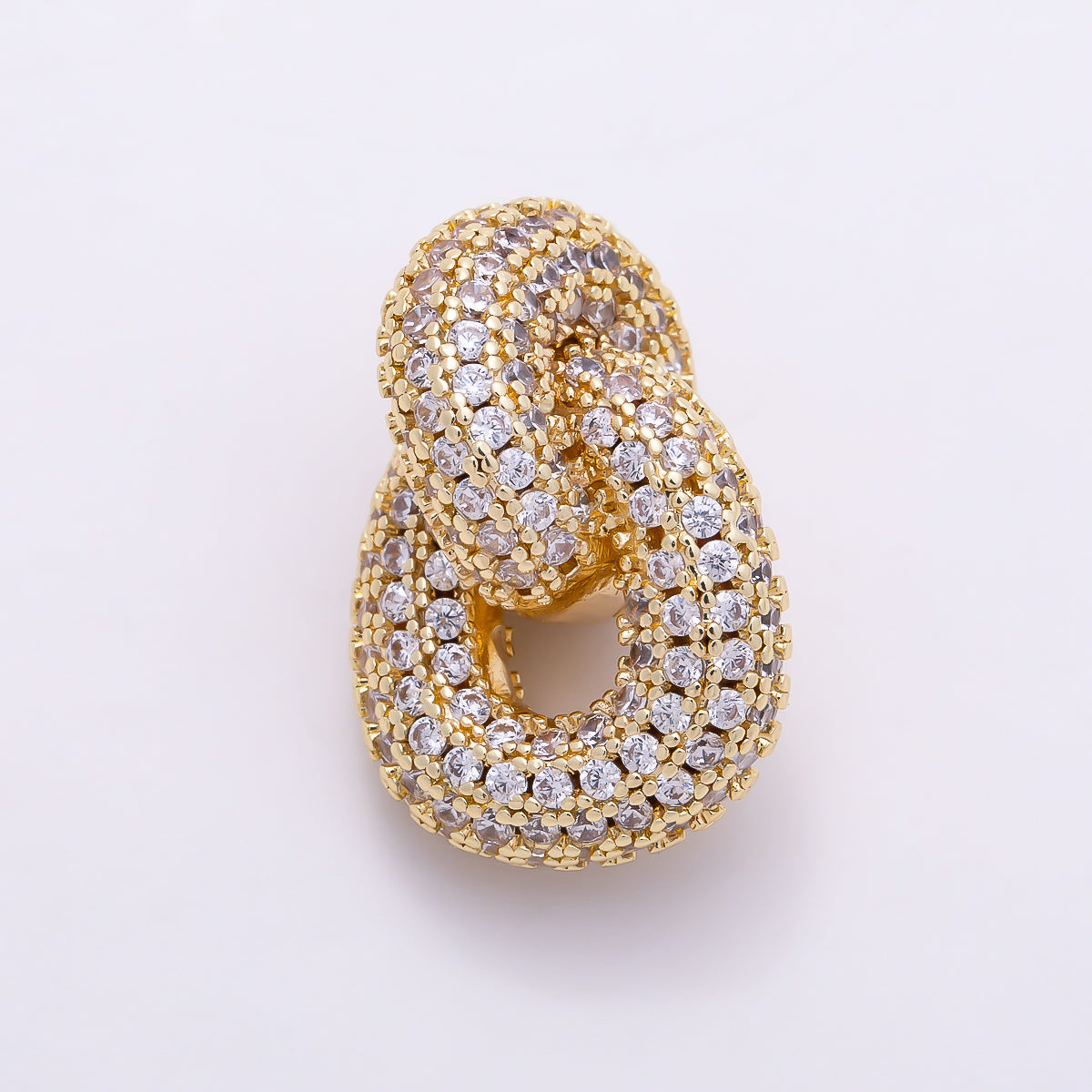 16K Gold Filled 24mm Micro Paved CZ Chunky Double Interlocking Oval Loop | Findings-00567