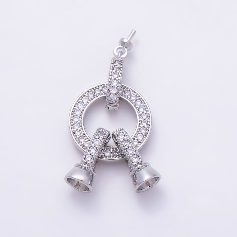 16K Gold Filled 18mm Micro Pave CZ Round Ring Multi-Strand Connector Clasp | Findings-00577 - Findings-00578