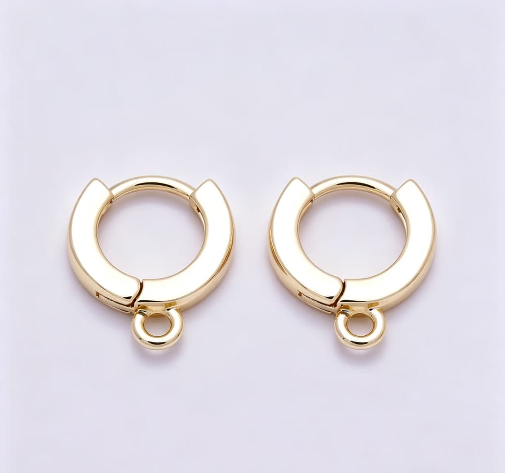 16K Gold Filled 11mm Hanging Loop Plain Huggie Hoop Earring Findings | Findings-00582