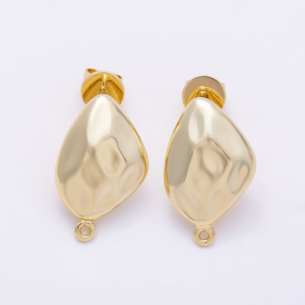 16K Gold Filled 21mm Irregular Organic Hammered Stud Earring | Findings-00619 - Findings-00620