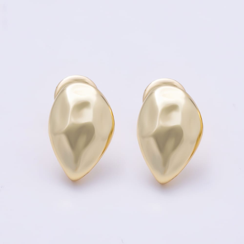 16K Gold Filled 35mm Geometric Molten Oval Dome Drop Stud Earring Findings in Gold & Silver | Findings-00621 Findings-00622