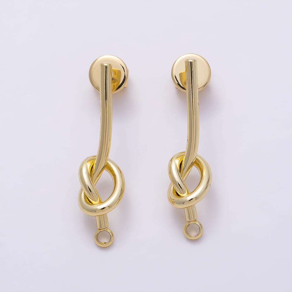 16K Gold Filled 27mm Knot Knot Loop Drop Stud Earring Findings in Gold & Silver | Findings-00623 Findings-00624