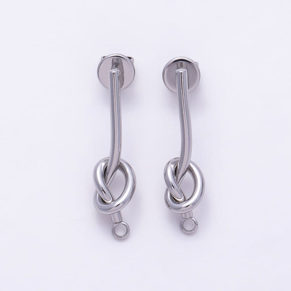 16K Gold Filled 27mm Knot Knot Loop Drop Stud Earring Findings in Gold & Silver | Findings-00623 Findings-00624