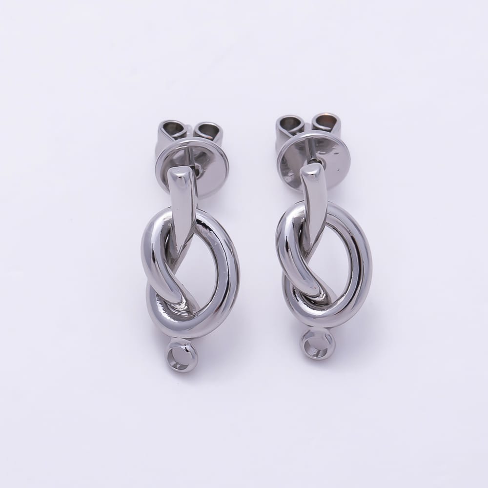 16K Gold Filled 18mm Minimalist Knot Knot Loop Drop Stud Earring Findings in Gold & Silver | Findings-00625 Findings-00626