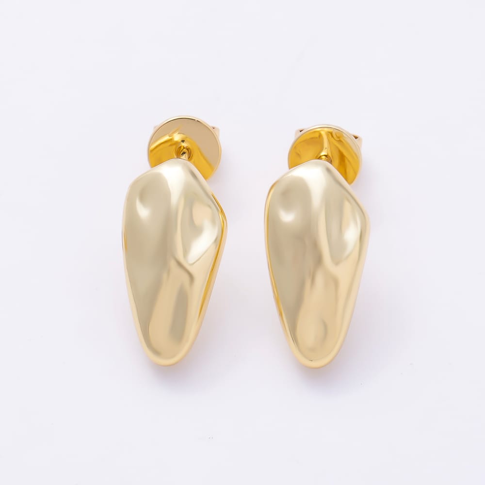 16K Gold Filled 17mm Molten Geometric Oblong Drop Stud Earring Findings in Gold & Silver | Findings-00627 Findings-00628