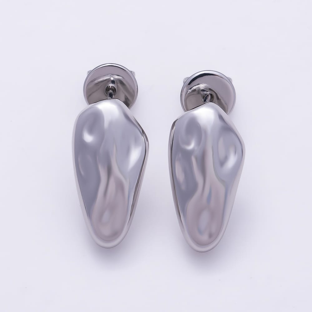 16K Gold Filled 17mm Molten Geometric Oblong Drop Stud Earring Findings in Gold & Silver | Findings-00627 Findings-00628
