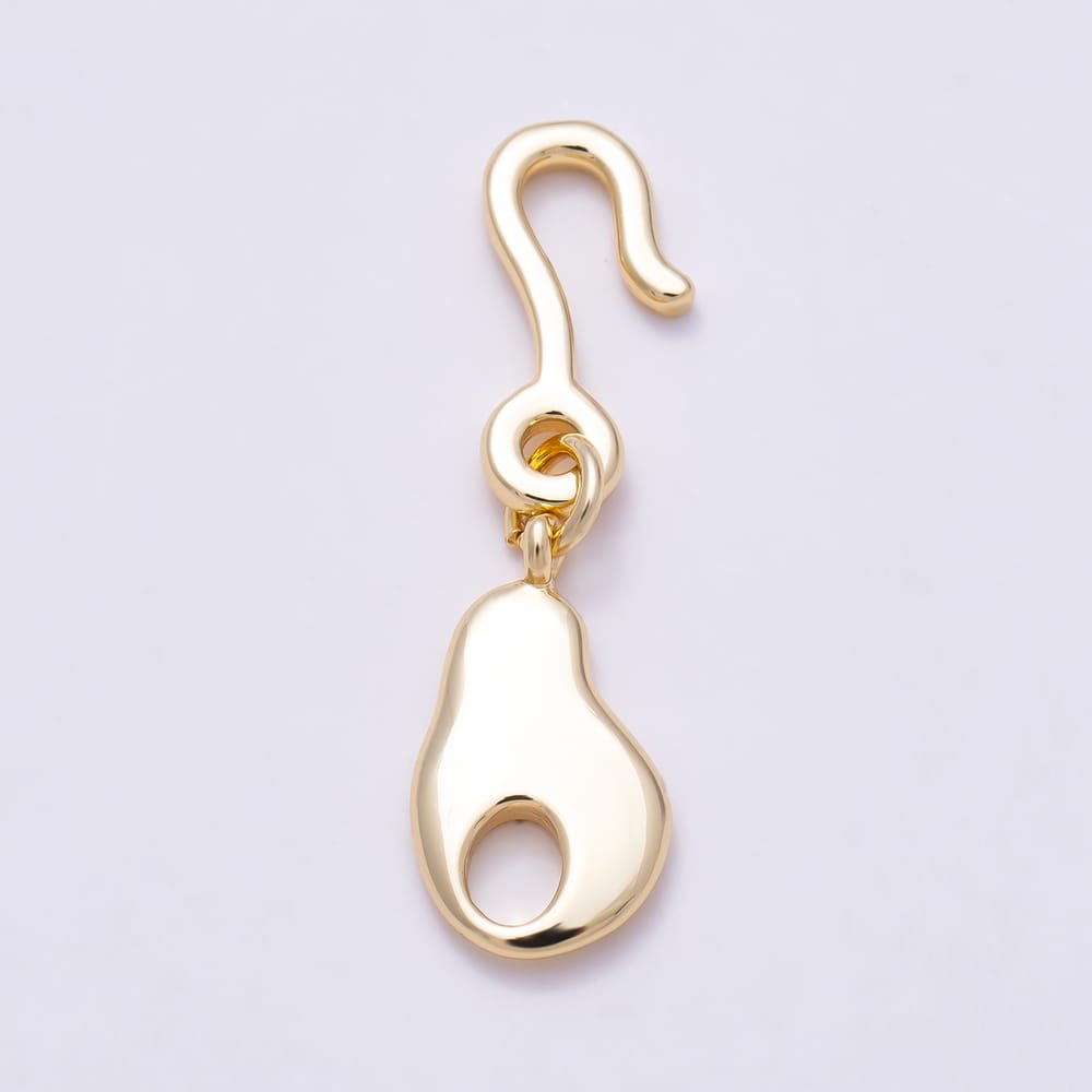 16K Gold Filled 15mm Minimalist Geometric Molten Hook Clasps Closure in Gold & Silver | Findings-00633 Findings-00634