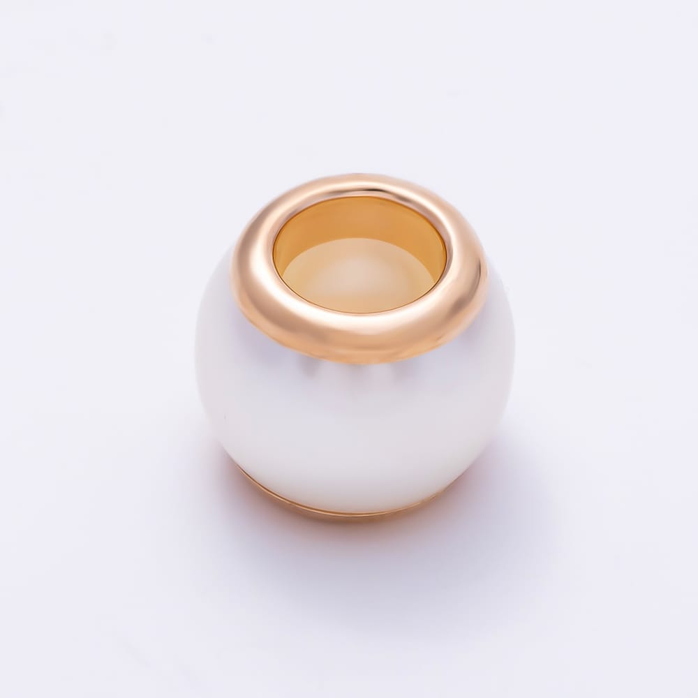 18K Gold Filled 20mm White Enamel Scarf Buckle Stopper Large Hole Bead | Findings-00638