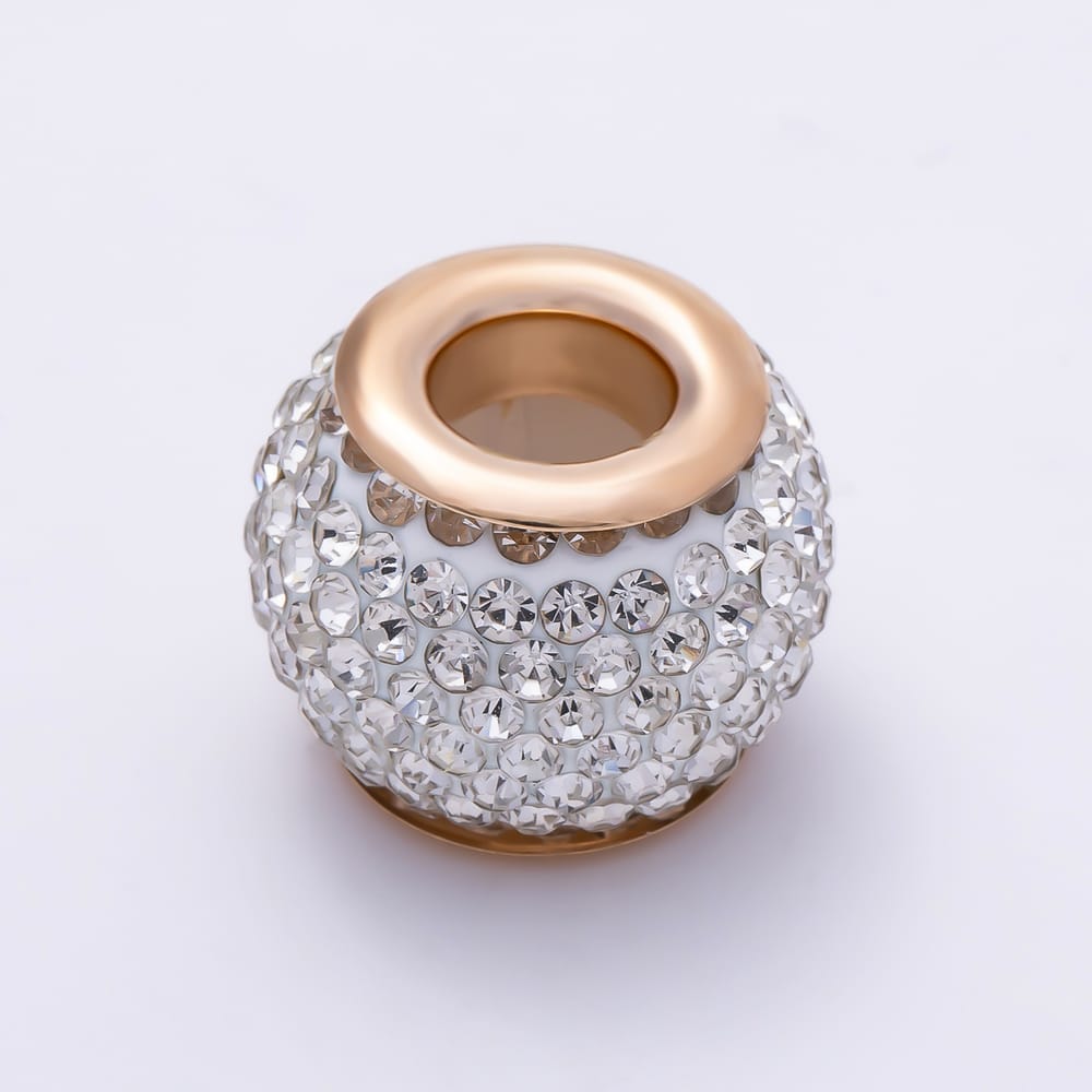 18K Gold Filled 20mm Rhinestone Micro Paved Scarf Buckle Stopper Large Hole Bead | Findings-00639