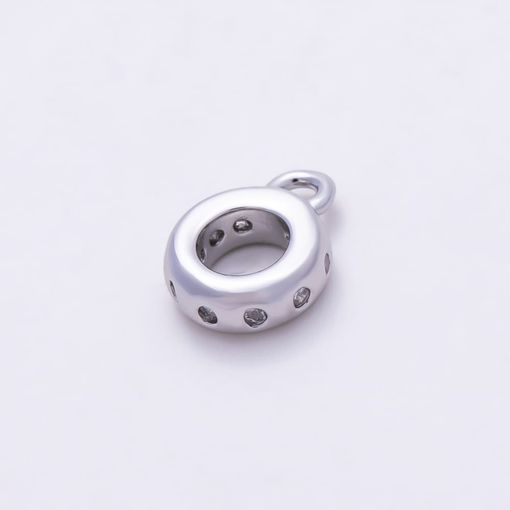 16K Gold Filled 10mm Clear CZ Dotted Drop Rondelle Bail Findings in Gold & Silver | Findings-00646 Findings-00647