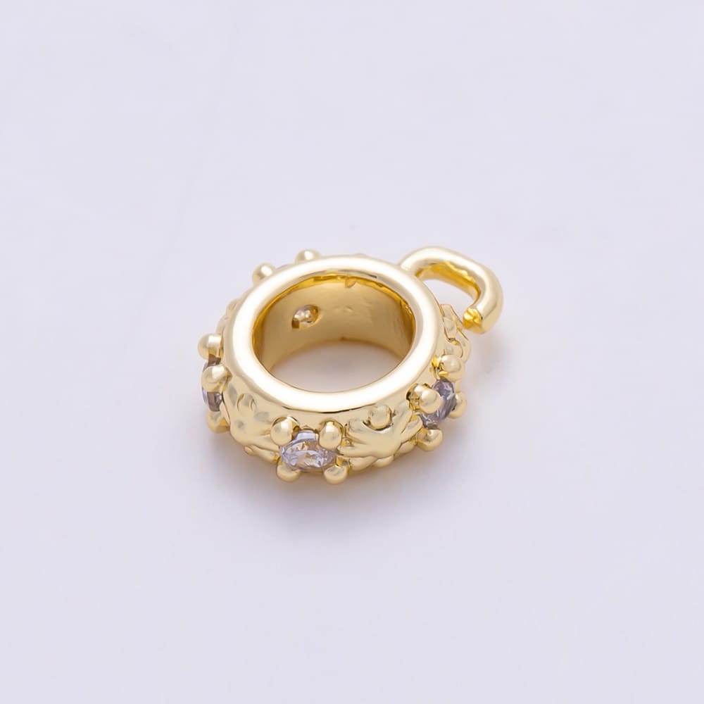 16K Gold Filled 8.5mm Clear CZ Flower Drop Rondelle Bail Findings in Gold & Silver | Findings-00650 Findings-00651