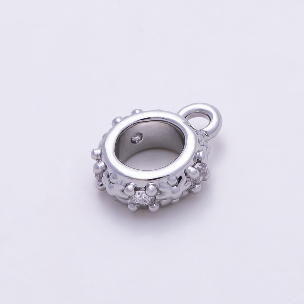 16K Gold Filled 8.5mm Clear CZ Flower Drop Rondelle Bail Findings in Gold & Silver | Findings-00650 Findings-00651