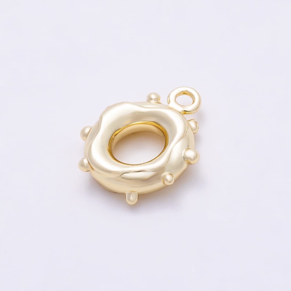 16K Gold Filled 11mm Molten Dotted Minimalist Drop Rondelle Bail Findings in Gold & Silver | Findings-00654 Findings-00655