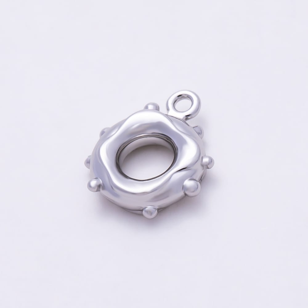 16K Gold Filled 11mm Molten Dotted Minimalist Drop Rondelle Bail Findings in Gold & Silver | Findings-00654 Findings-00655