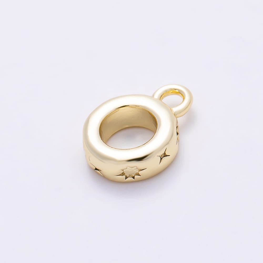 16K Gold Filled 10mm Celestial North Star Embedded Drop Rondelle Bail Findings in Gold & Silver | Findings-00660 Findings-00661