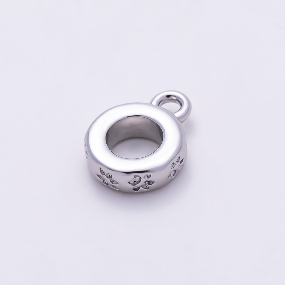 16K Gold Filled 10mm Paw Print Stamped Minimalist Drop Rondelle Bail Findings in Gold & Silver | Findings-00666 Findings-00667