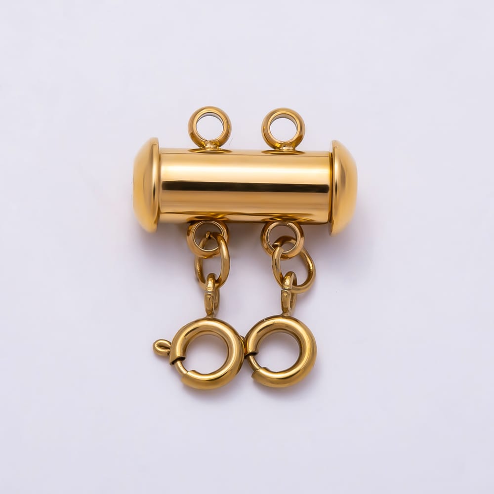 Stainless Steel 20mm 2-Strand Minimalist Round Multi Clasp Detangler Layer Necklace Closure Findings | Findings-00672