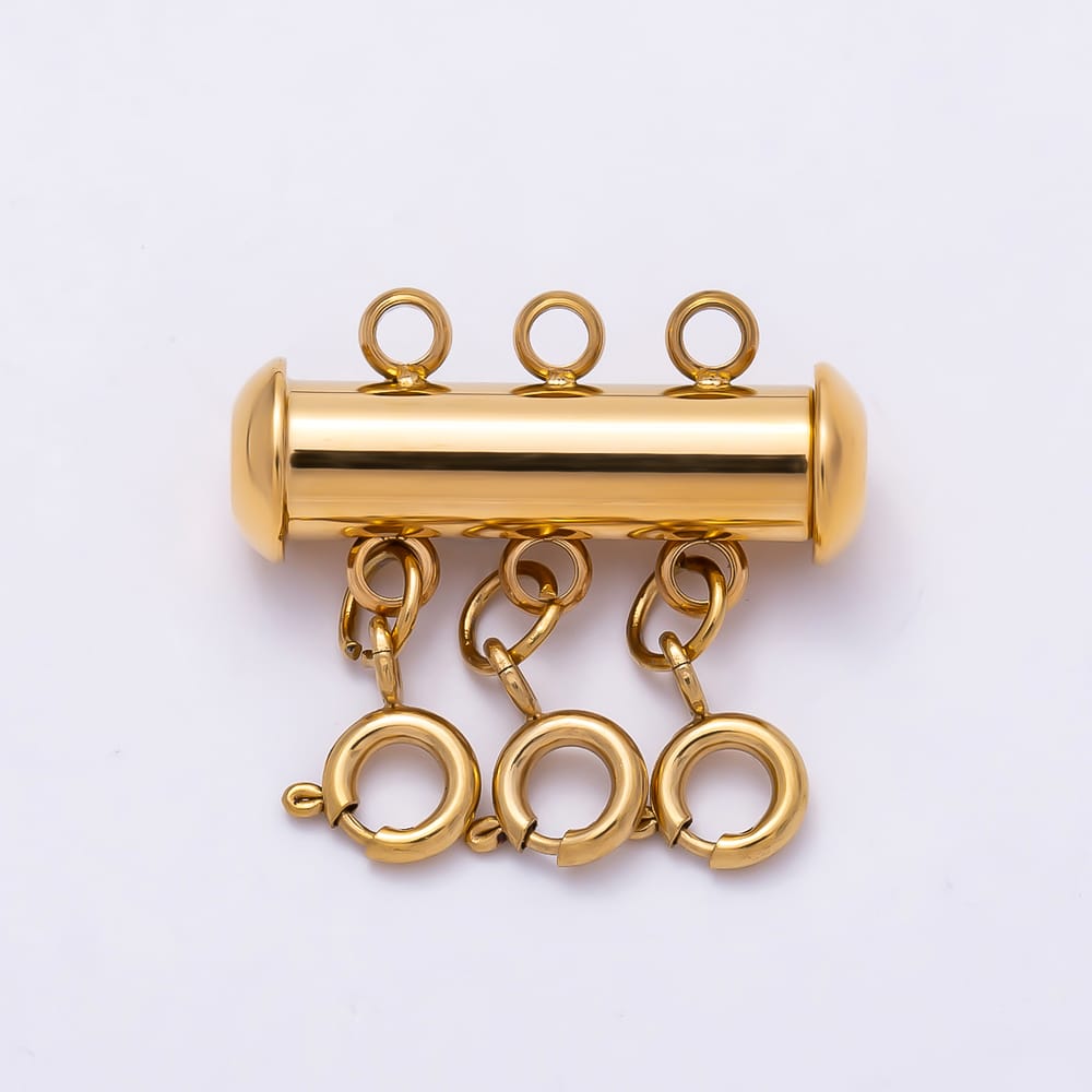 Stainless Steel 20mm 3-Strand Minimalist Round Multi Clasp Detangler Layer Necklace Closure Findings | Findings-00673