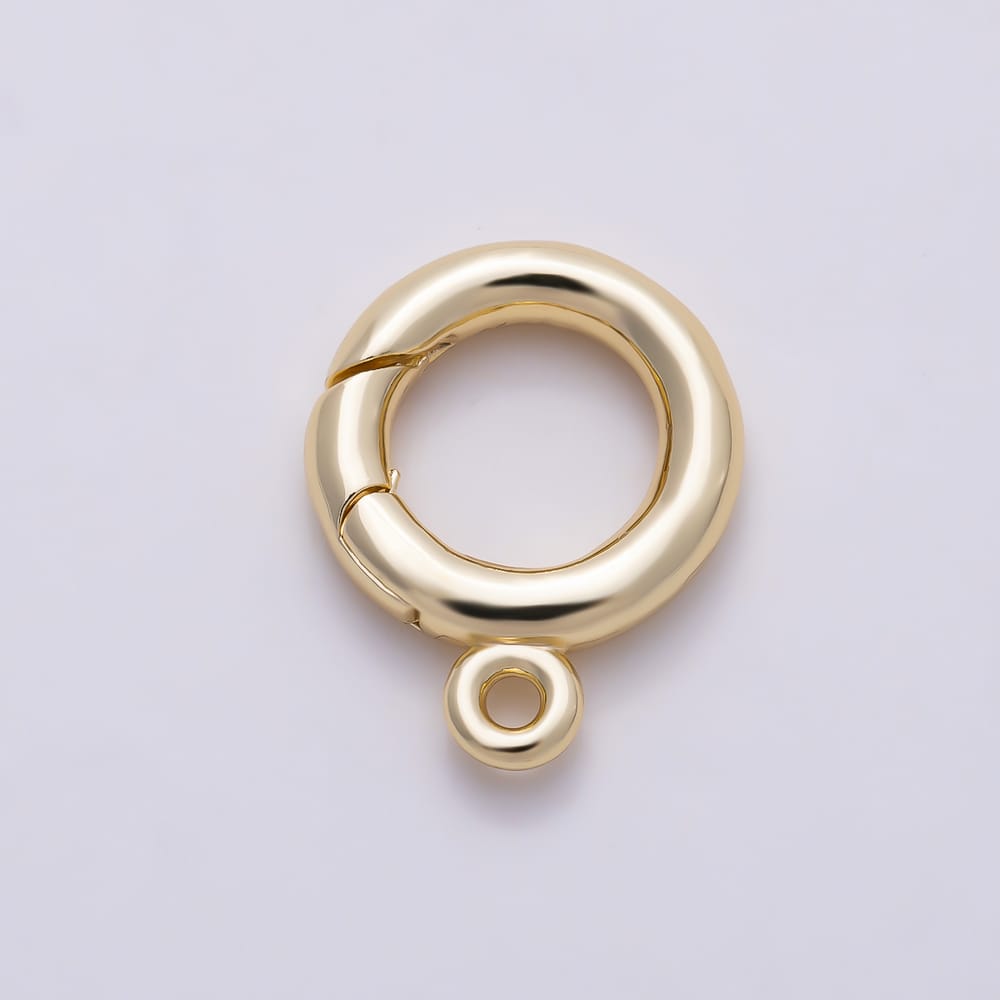 16K Gold Filled 15mm Minimalist Push Gate Round Spring Closure Findings | Findings-00683