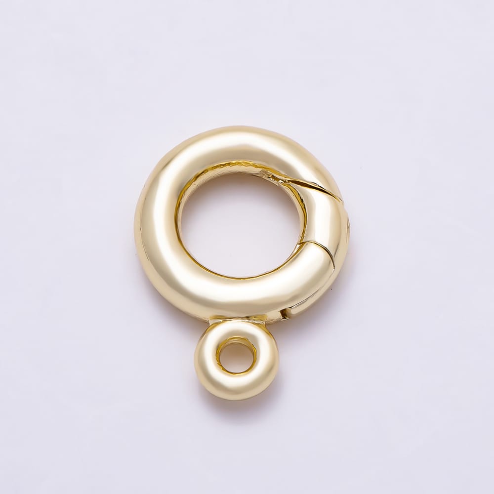 16K Gold Filled 14mm Minimalist Push Gate Round Spring Closure Findings | Findings-00685