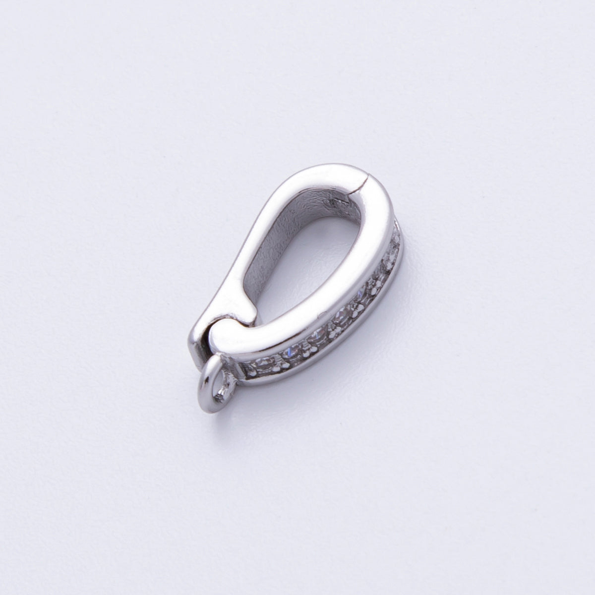 18K Gold Filled 14mm Push Gate Oval CZ Minimalist Finding in Gold & Silver | Findings-400000