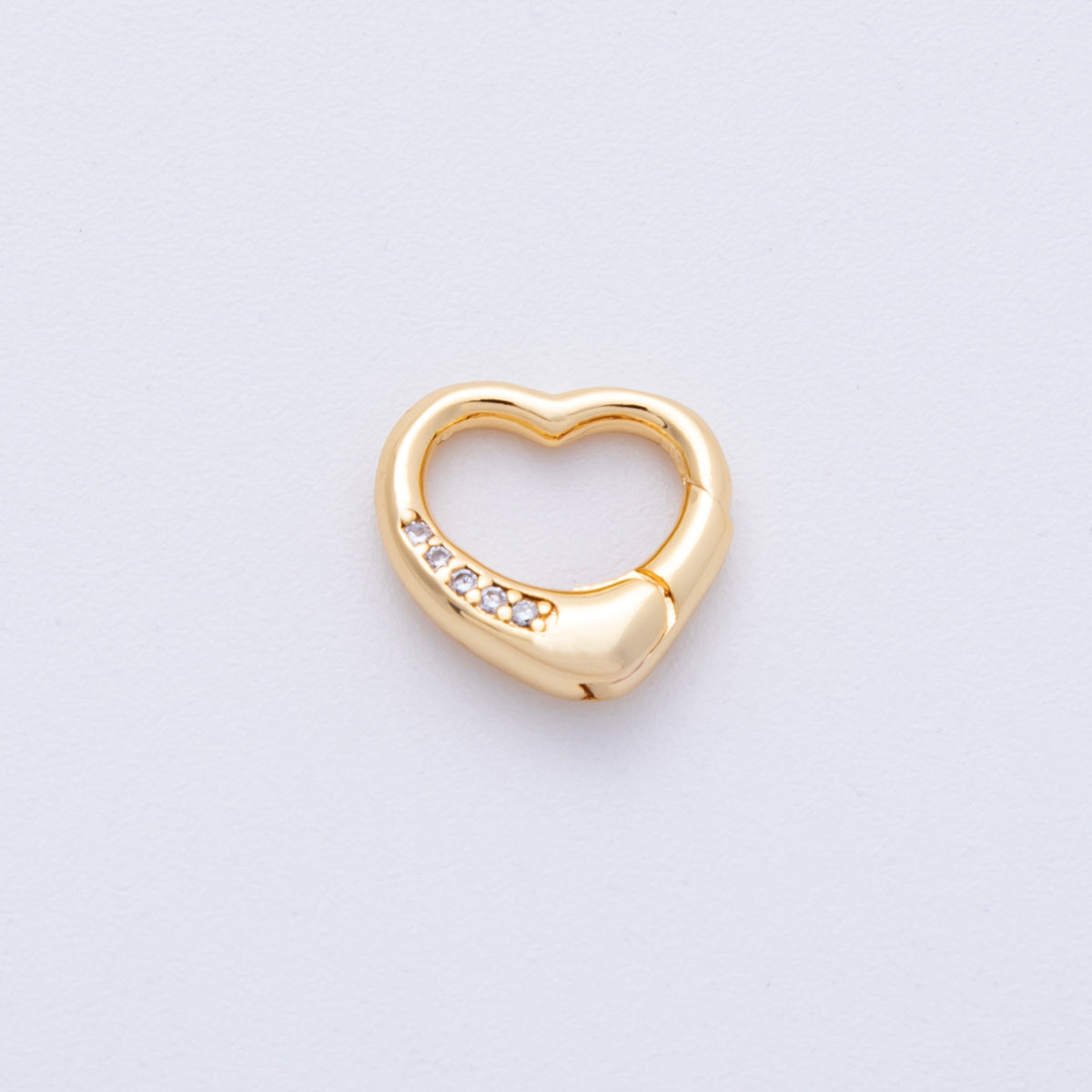 18K Gold Filled 12mm Push Gate Heart CZ Minimalist Finding | Findings-400001