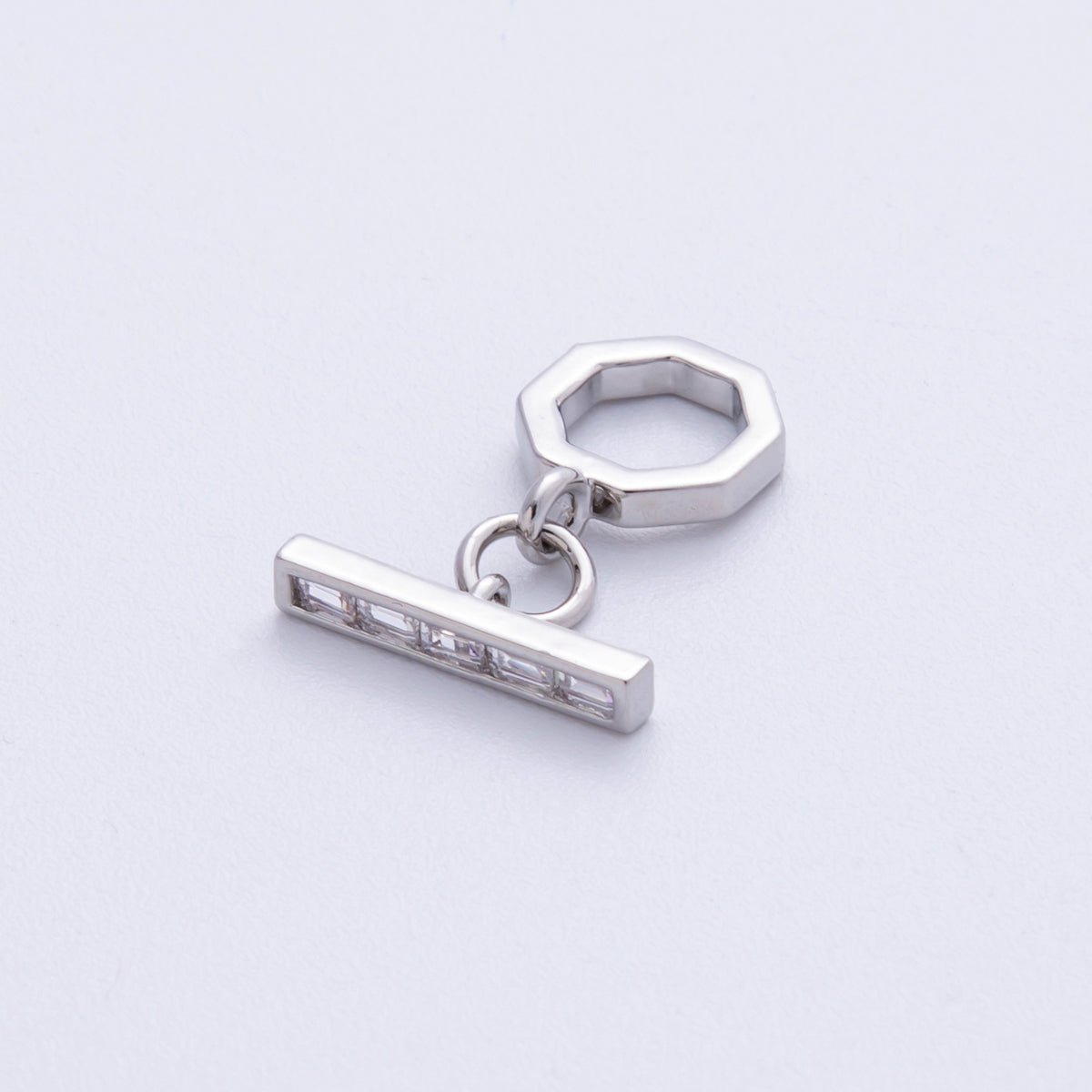 18K Gold Filled 12mm Baguette CZ Hexagon Toggle Clasps Closure in Gold & Silver | Findings-400006