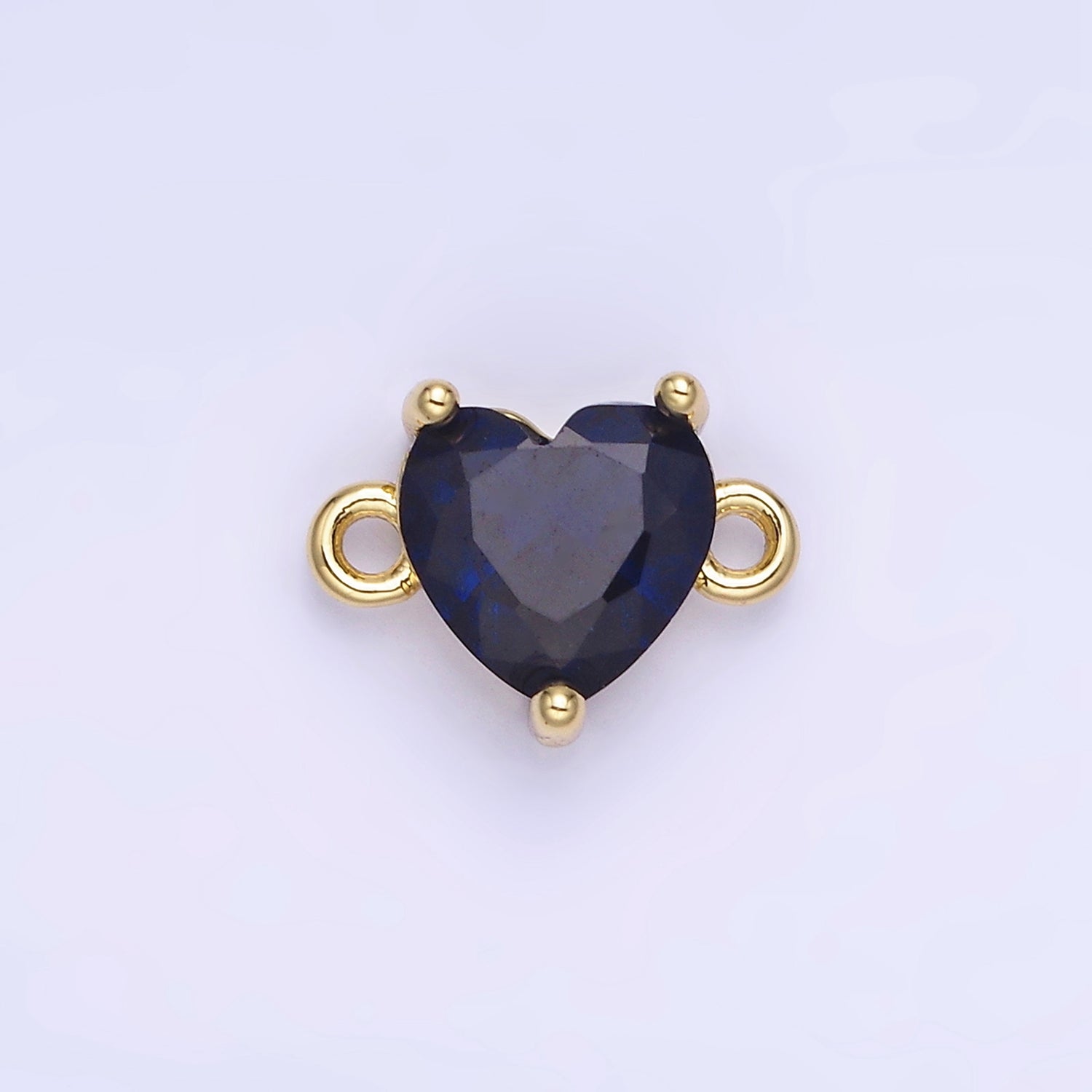 14K Gold Filled 9mm  CZ Cubic Zirconia Heart Connector | G324