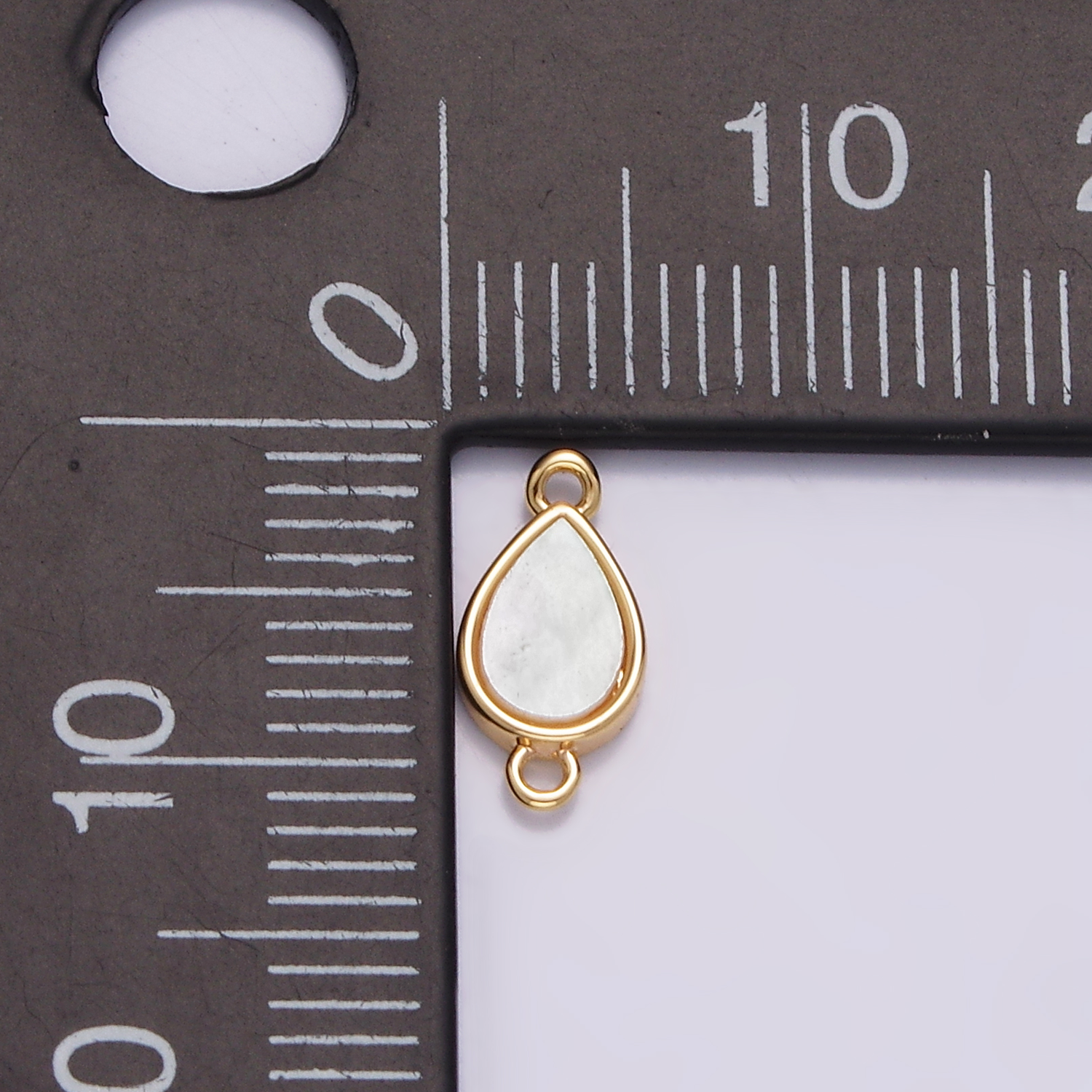 16K Gold Filled 10.5mm Sideway Teardrop Shell Pearl Minimalist Bezel Connector | G695 - DLUXCA