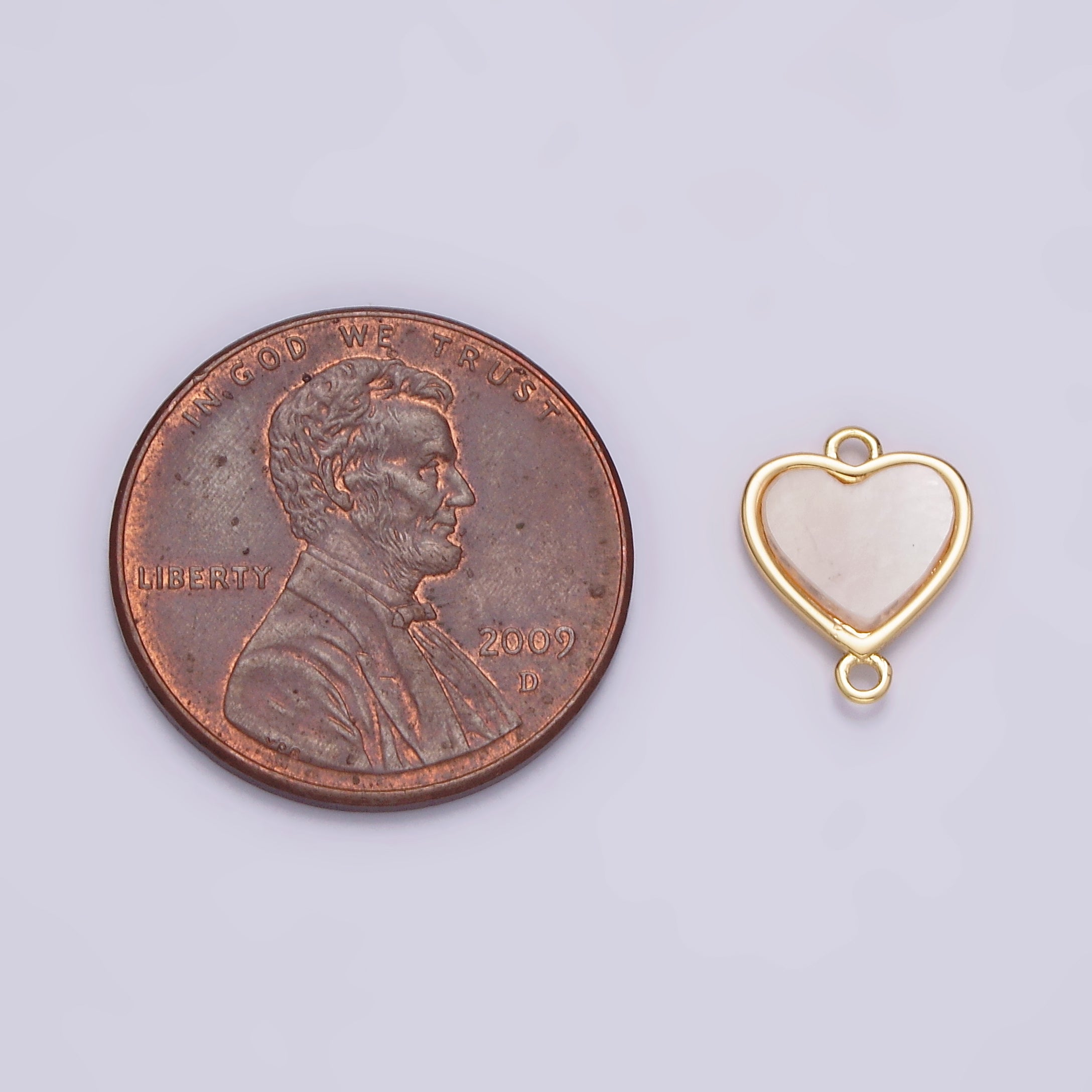 16K Gold Filled 10.5mm Sideway Heart Shell Pearl Minimalist Bezel Connector | G702 - DLUXCA