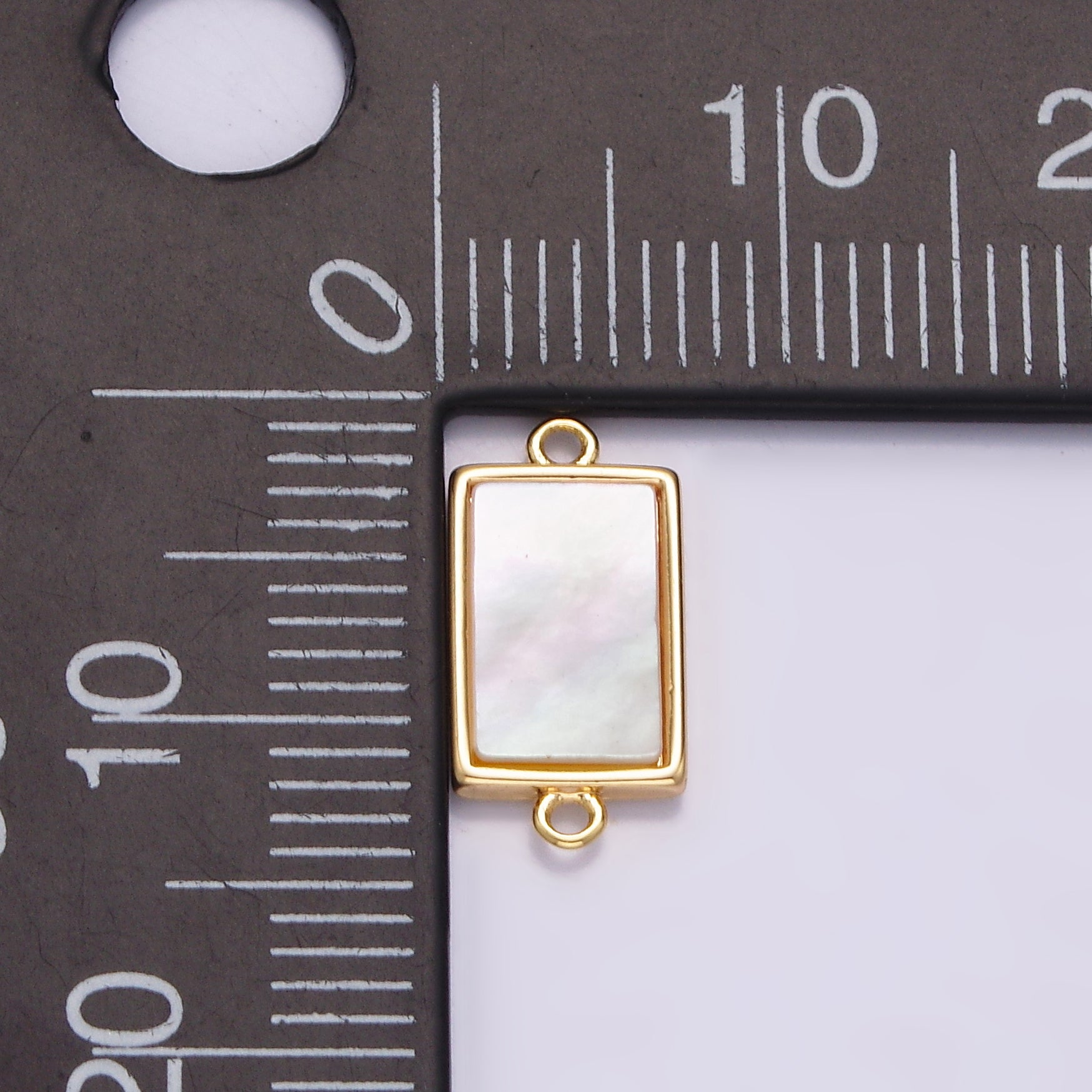 16K Gold Filled 13.3mm Rectangular Bar Shell Pearl Minimalist Bezel Connector | G703 - DLUXCA