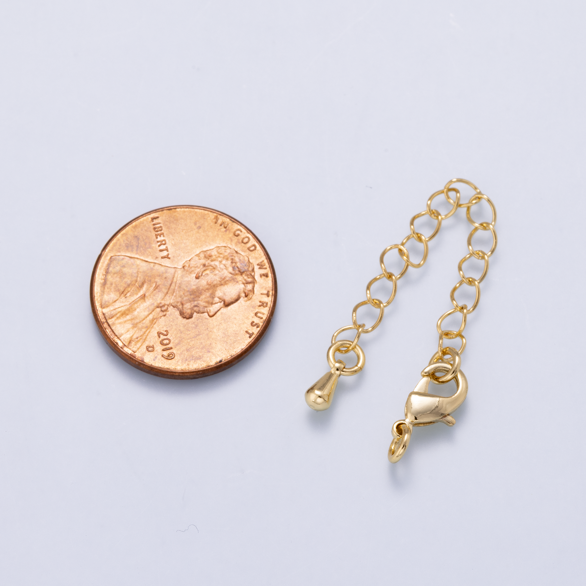 16K Gold Filled 9mm Minimalist Lobster Claw Clasps 2.65 Inch Teardrop Chain Extender | Findings-00500