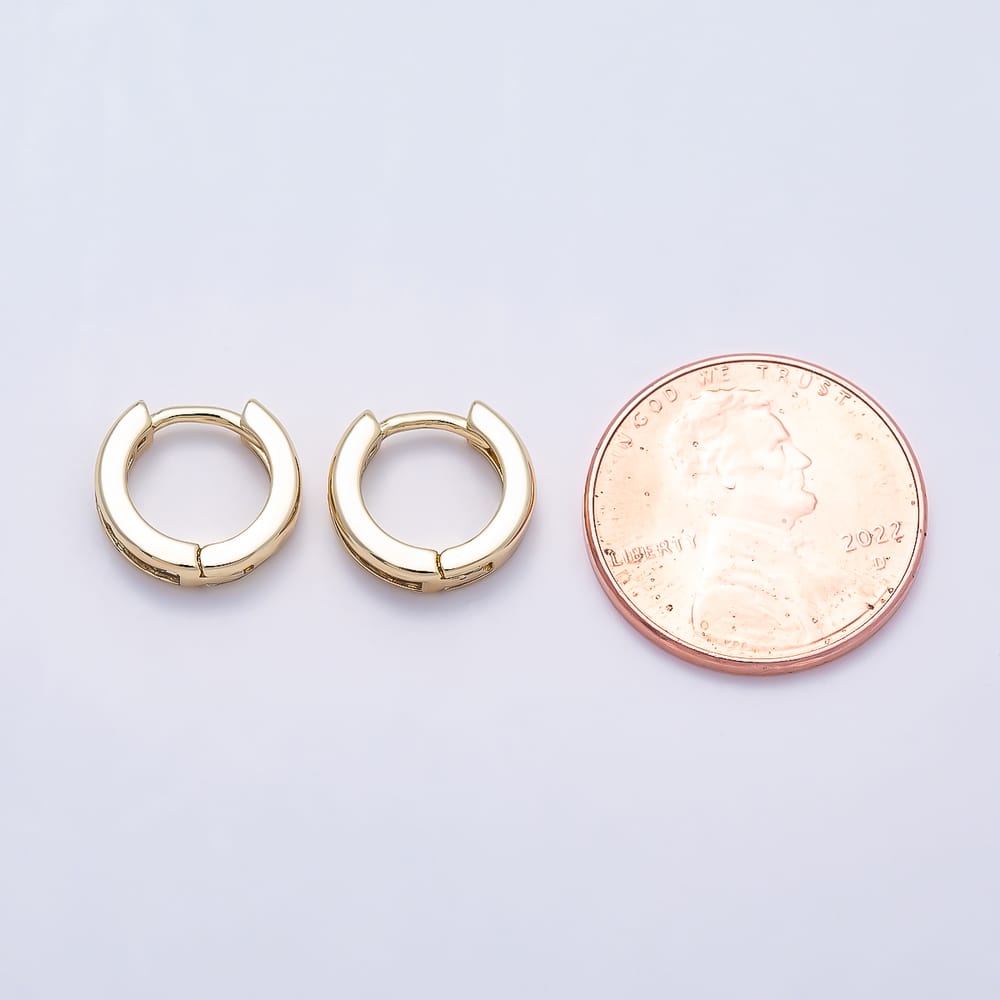 14K Gold Filled 10.5mm Clear Baguette CZ Lined Cartilage Huggie | Earrings-01113