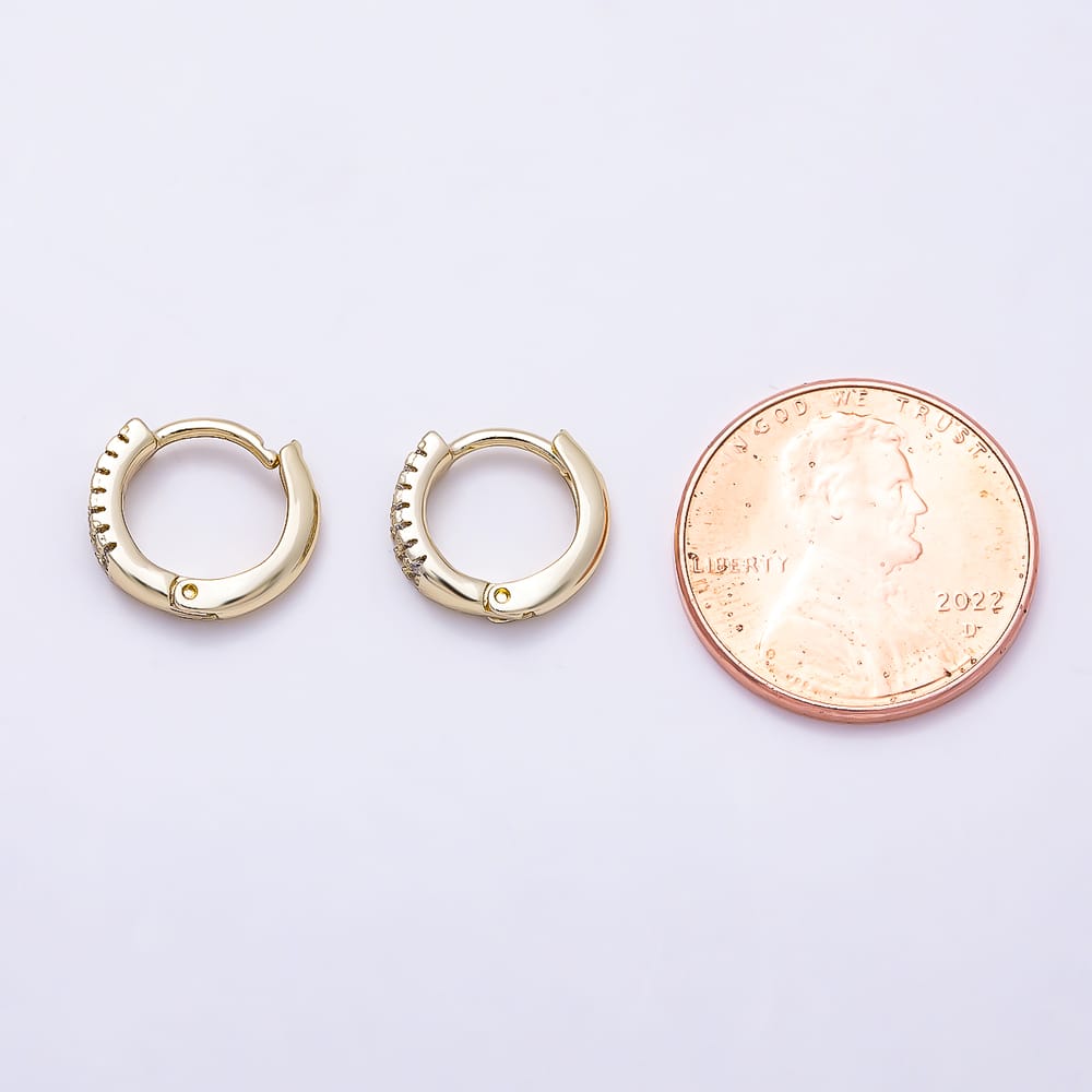 14K Gold Filled 11mm Double Row Micro Paved CZ Cartilage Huggie Earrings | Earrings-01147