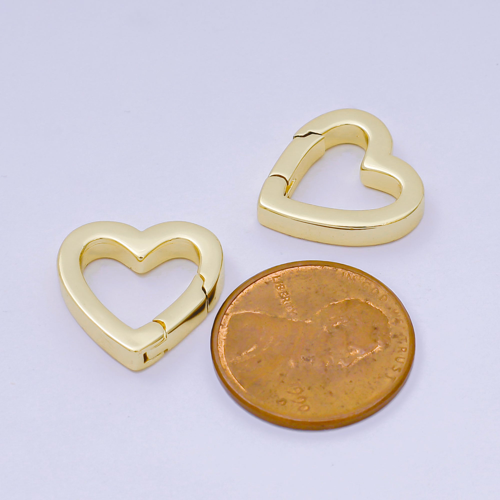 14K Gold Filled 16mm Heart-Shaped Push Gate Clasp Closure Finding in Gold & Silver | Z1336