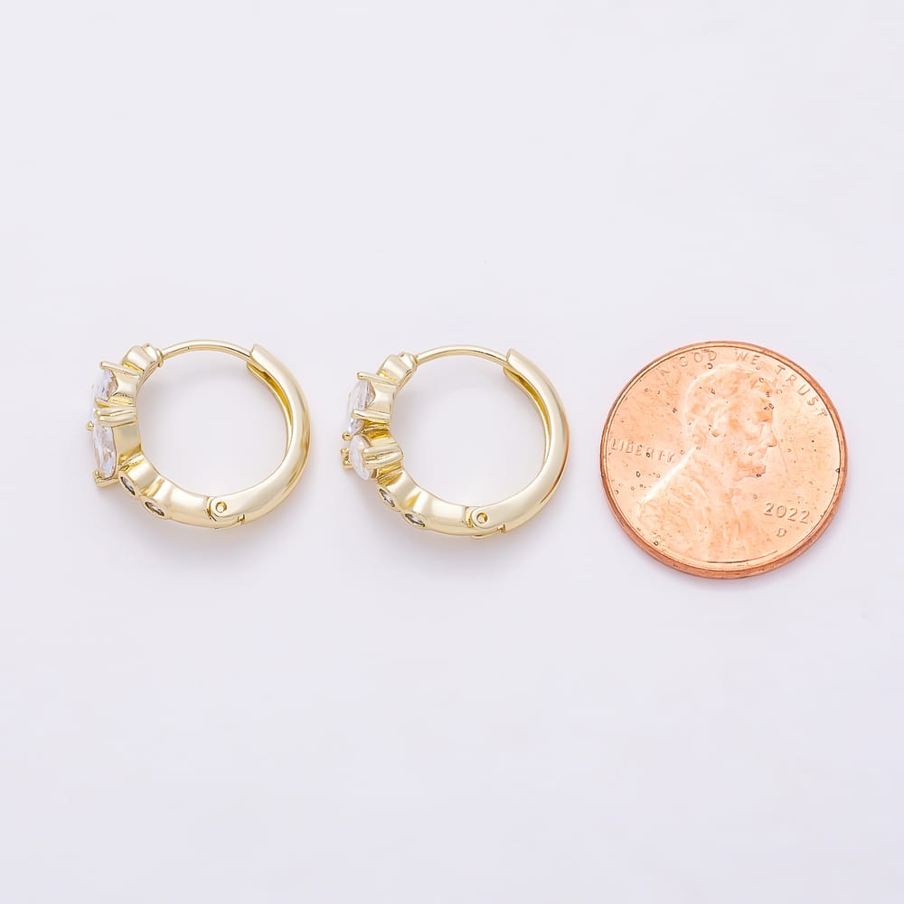 14K Gold Filled 12mm Clear CZ Round Oval Cartilage Huggie | Earrings-01202