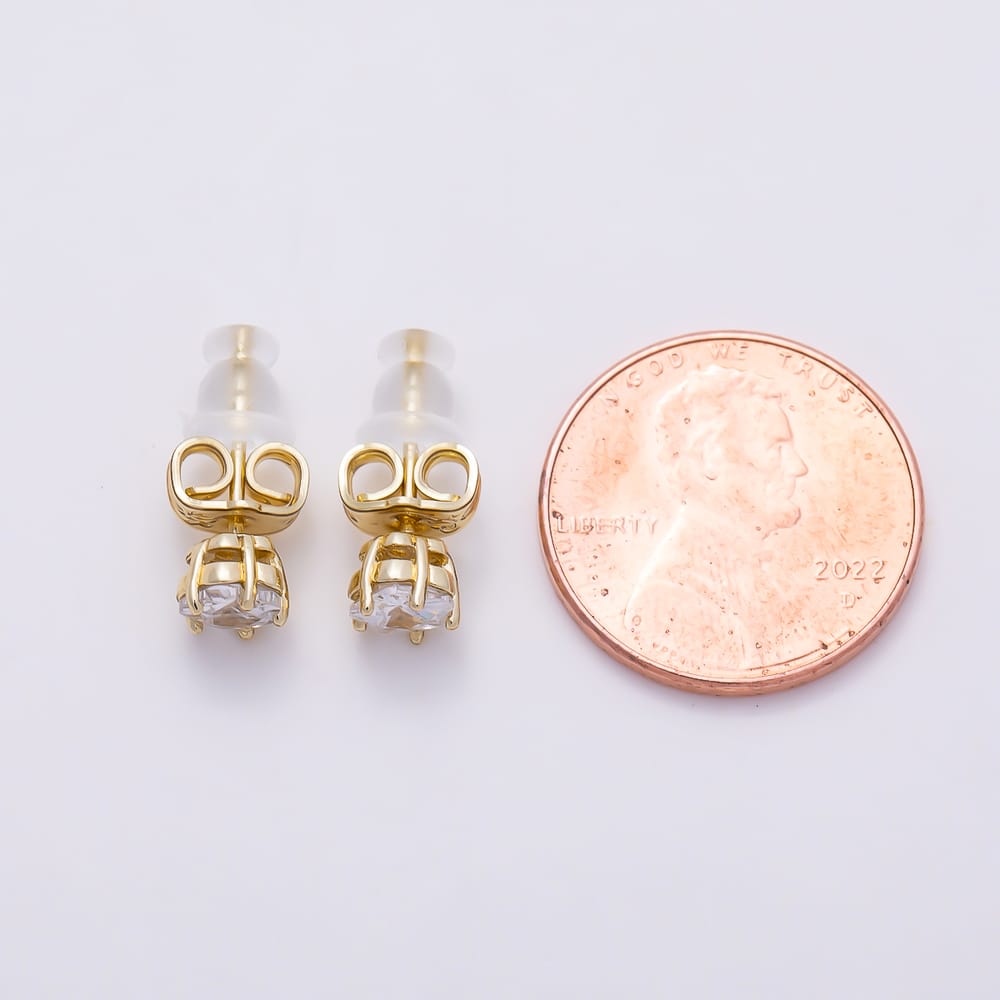 14K Gold Filled 15mm Clear Round CZ Star Prong Solitaire Stud Earrings | Earrings-01133