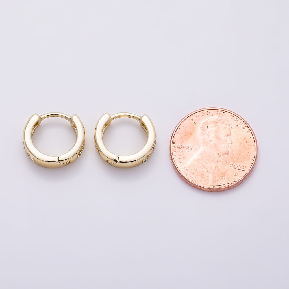Dainty 14K Gold Filled 13mm Heart and Star Huggie Hoop Earrings CZ Hoop | Earrings-01127