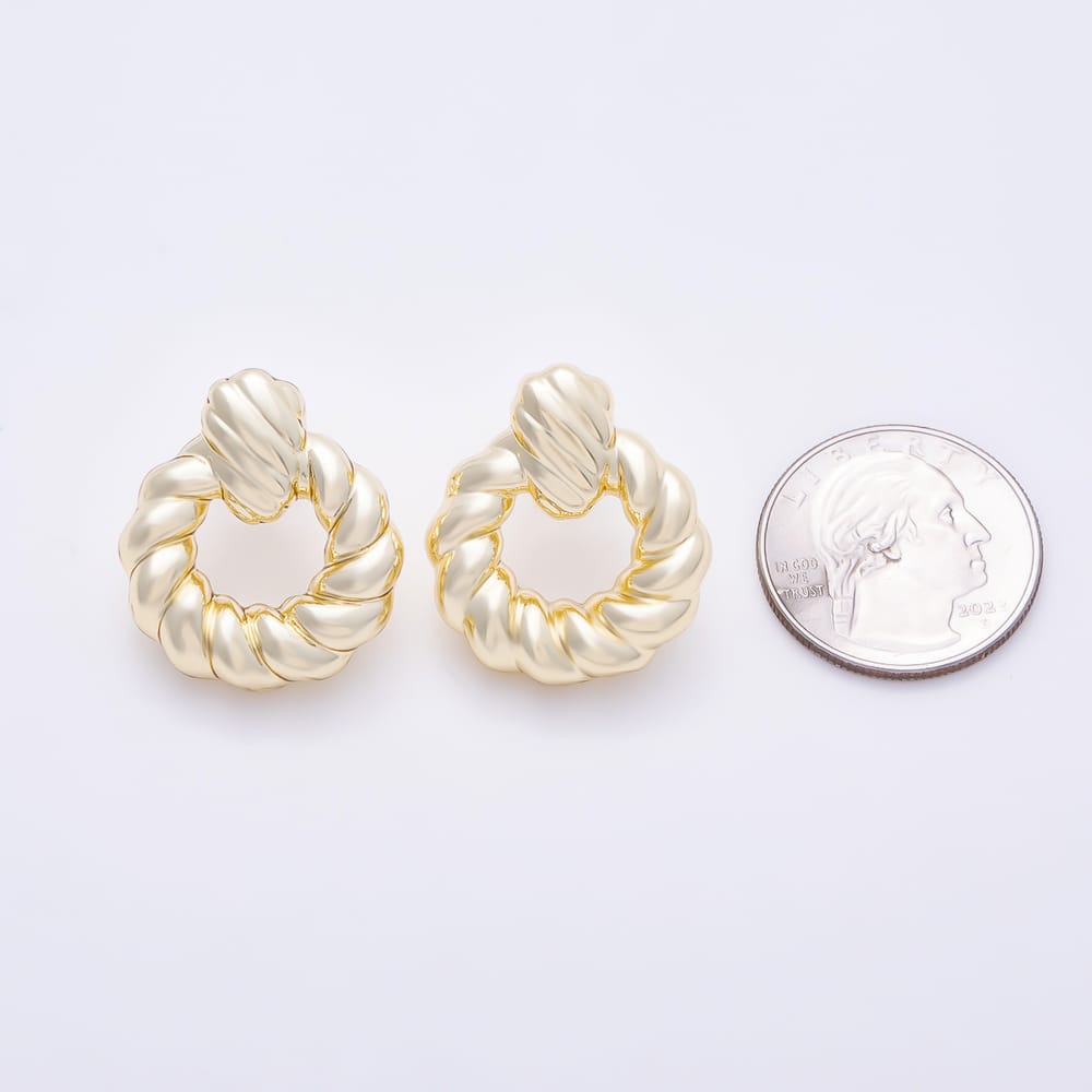 14K Gold Filled 27mm Minimalist Croissant Door Knocker Drop Stud Earrings | Earrings-01135