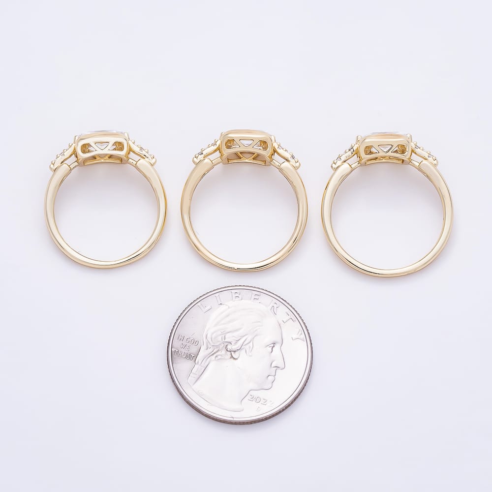 14K Gold Filled Baguette Micro Paved CZ Solitaire Stacking Ring | Rings-00436 ~ Rings-00438