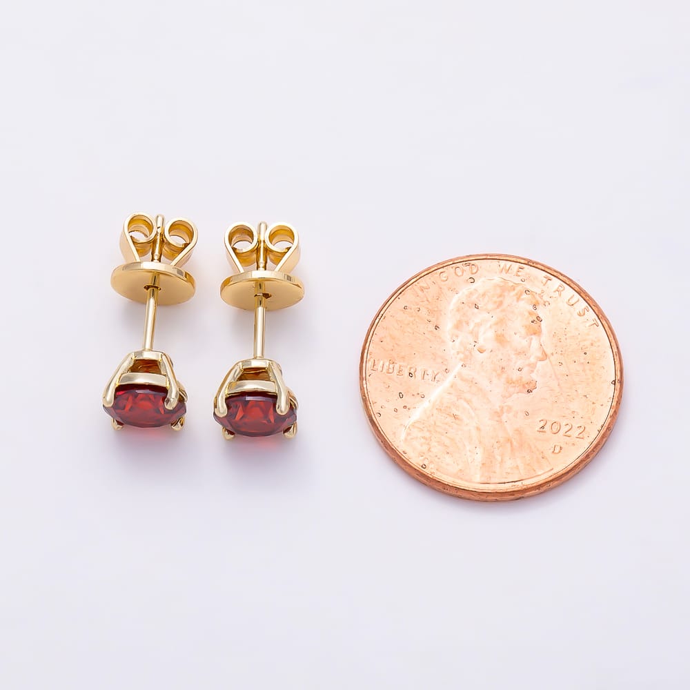 14K Gold Filled 6mm Red, Black, Purple CZ Round 4-Prong Solitaire Stud Earrings | Earrings-01185 ~ Earrings-01192